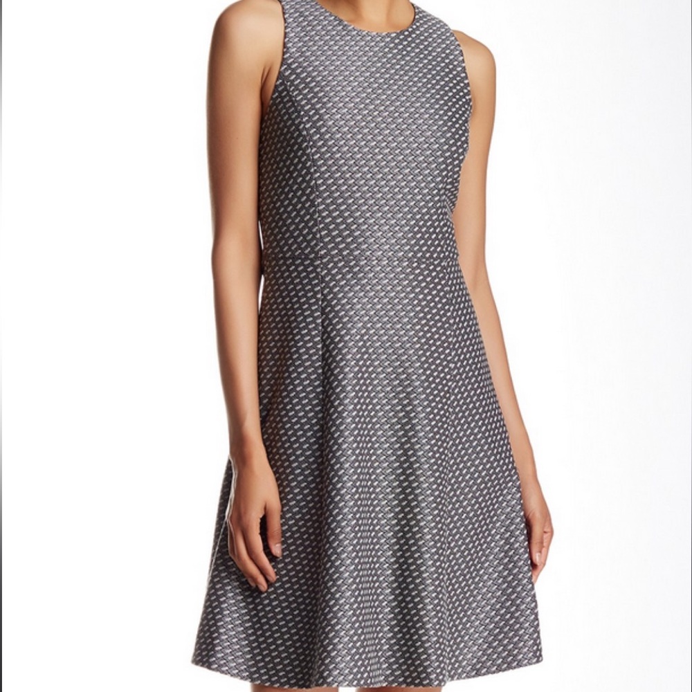 Theory Trekana Circuit Knit Dress Sleeveless Mini‎ Dress Grey Black 2
